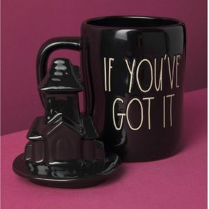 RAE DUNN Ceramic If You've Got It Haunt It Mug With Figural Lid🖤